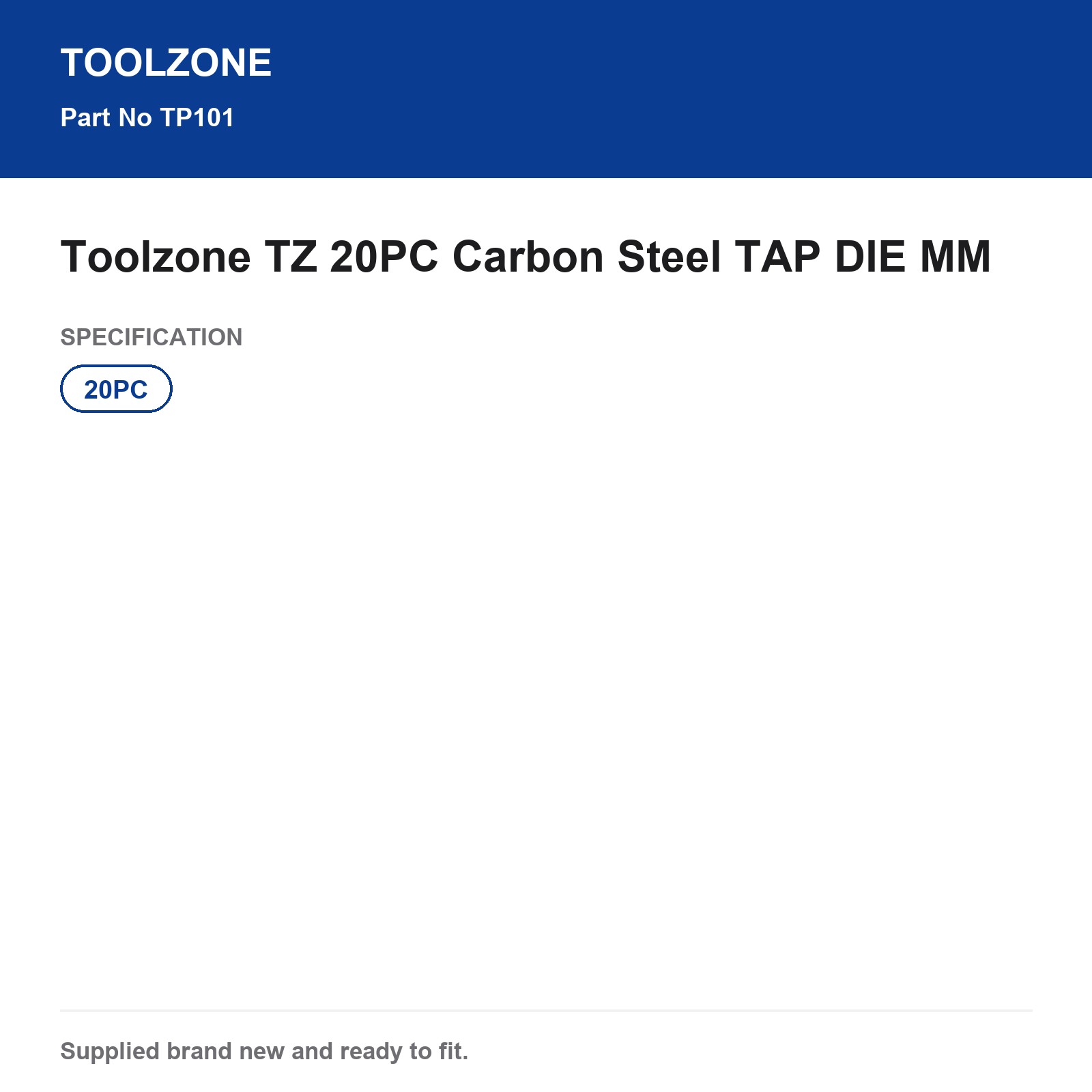 Tap & Die Set Metric 20PC Carbon Steel Toolzone TP101 - Image 4