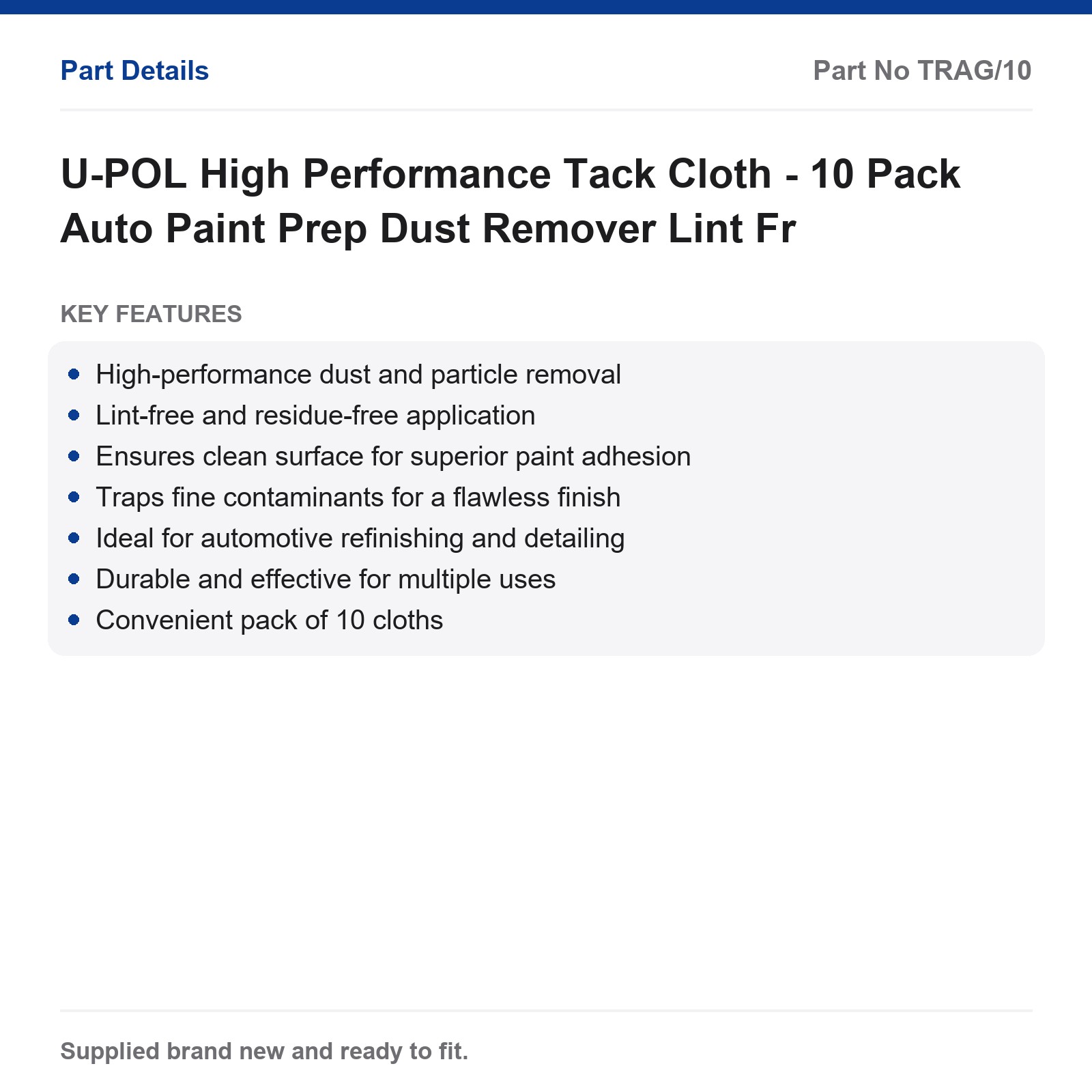U-POL Tack Cloth 10 Pack Auto Paint Prep Dust Remover Lint Free - Image 3