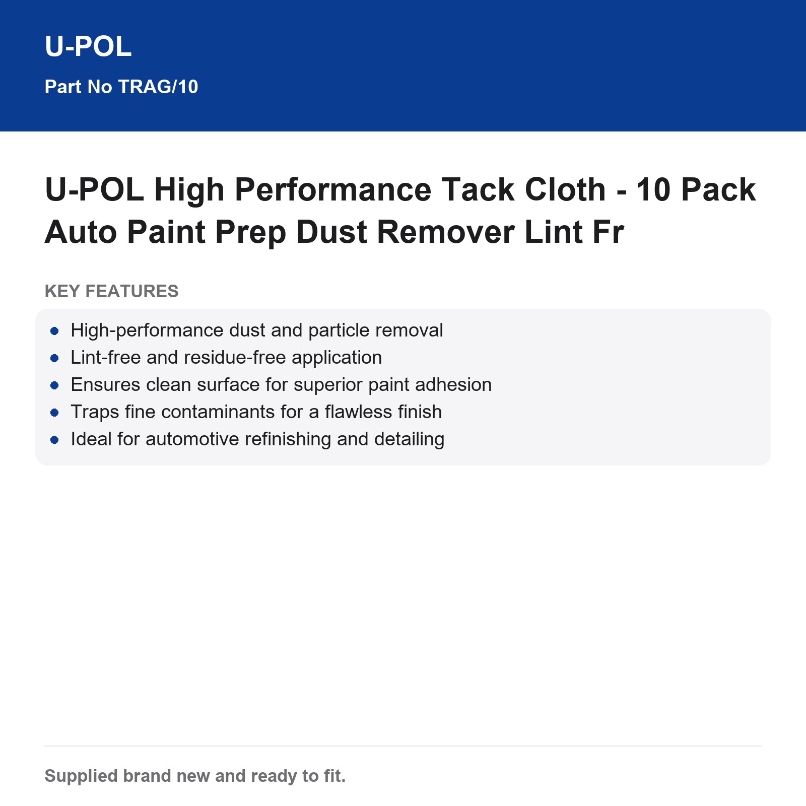 U-POL Tack Cloth 10 Pack Auto Paint Prep Dust Remover Lint Free - Image 4