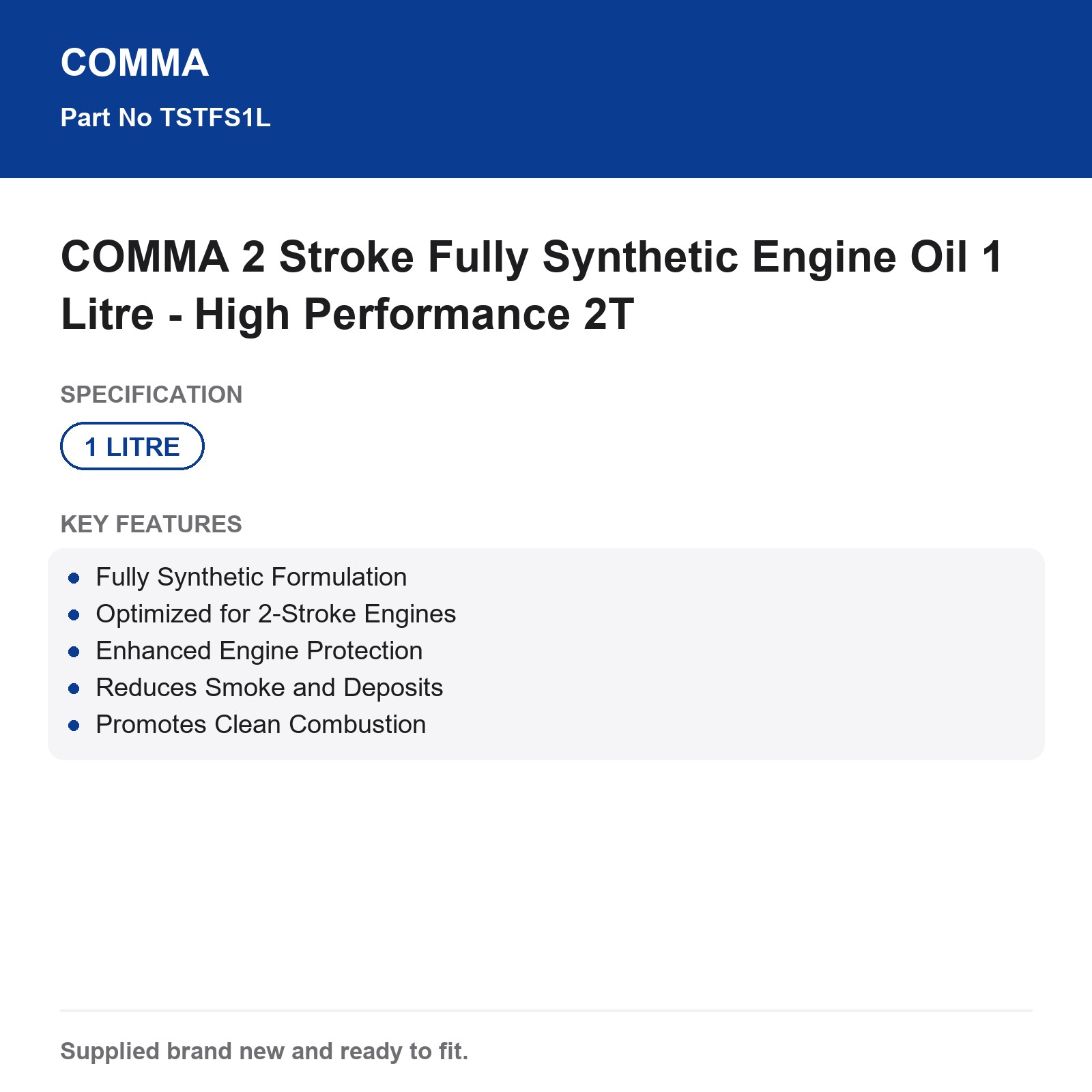 COMMA 2 Stroke Fully Synthetic Engine Oil 1L 2T - Image 3
