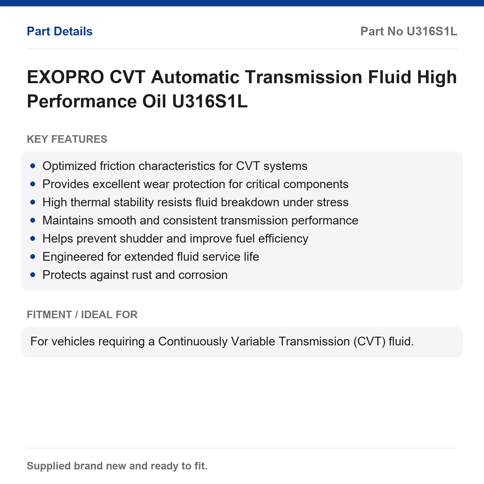 EXOPRO CVT Automatic Transmission Fluid High Performance U316S1L - Image 3