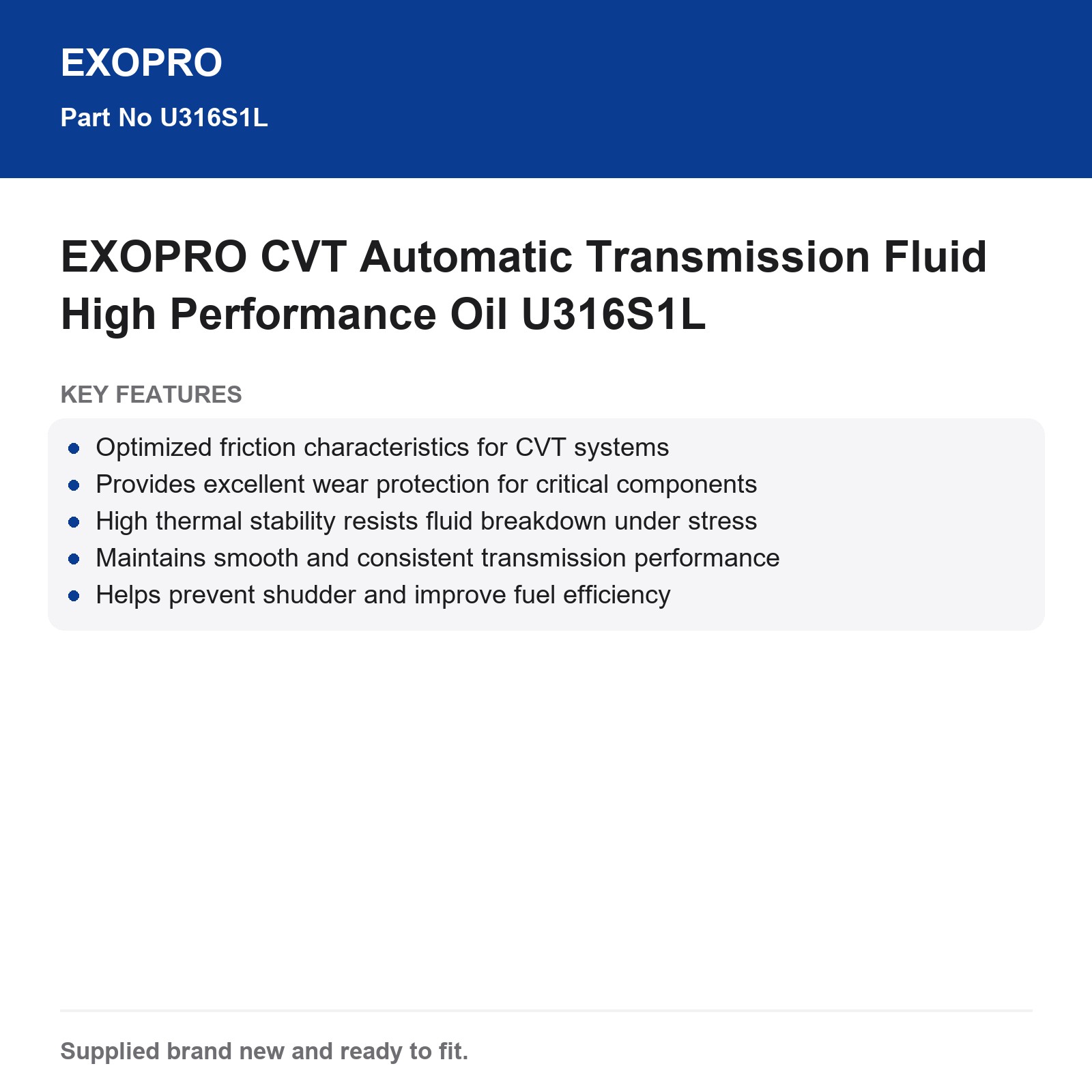 EXOPRO CVT Automatic Transmission Fluid High Performance U316S1L - Image 4
