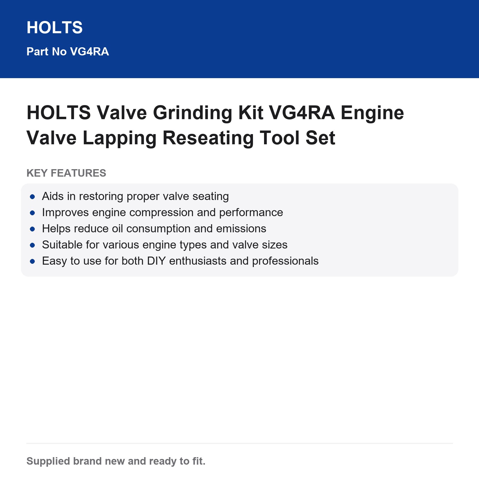 HOLTS Valve Grinding Kit VG4RA Engine Valve Lapping Reseating Tool Set - Image 4