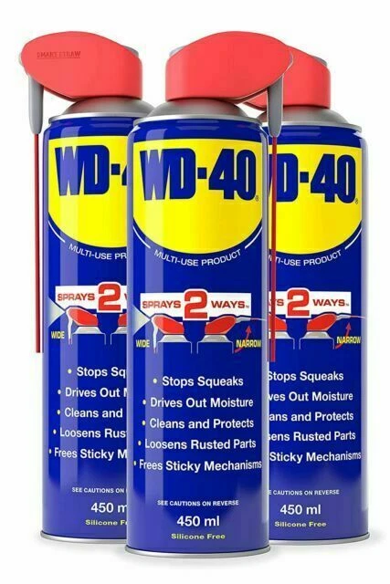3X WD-40 Multi-Purpose Lubricant Spray Smart Straw 450ml Protect Rust Clean