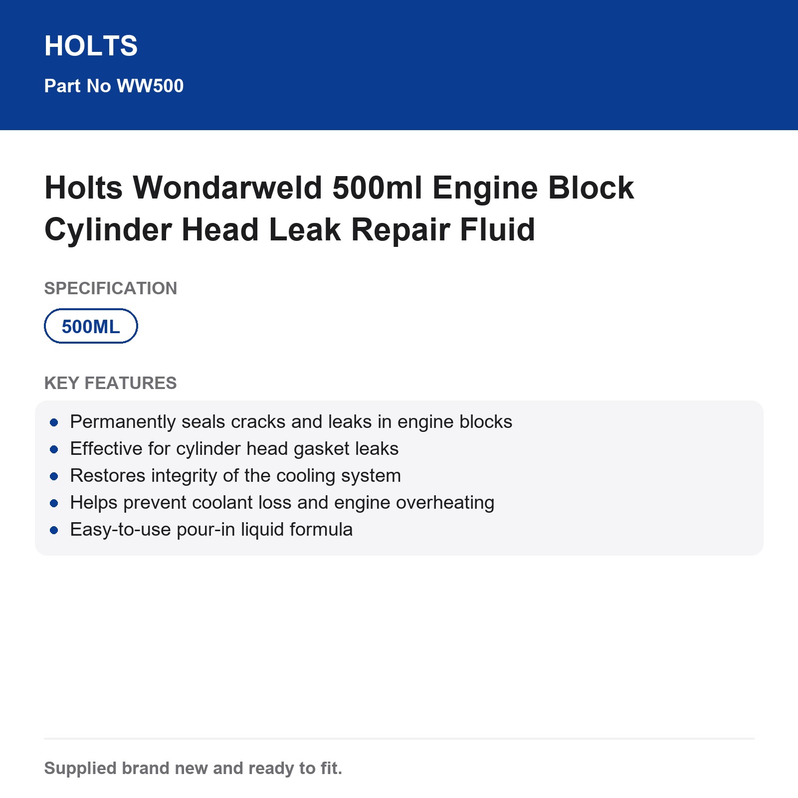 Holts Wondarweld 500ml Engine Block Cylinder Head Leak Sealer - Image 4