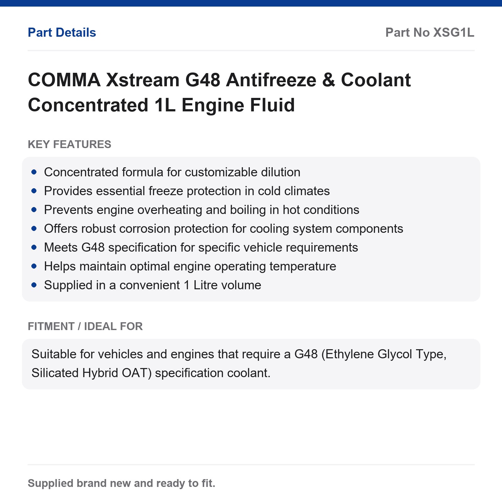 COMMA G48 Antifreeze Coolant Concentrated 1L Xstream - Image 2