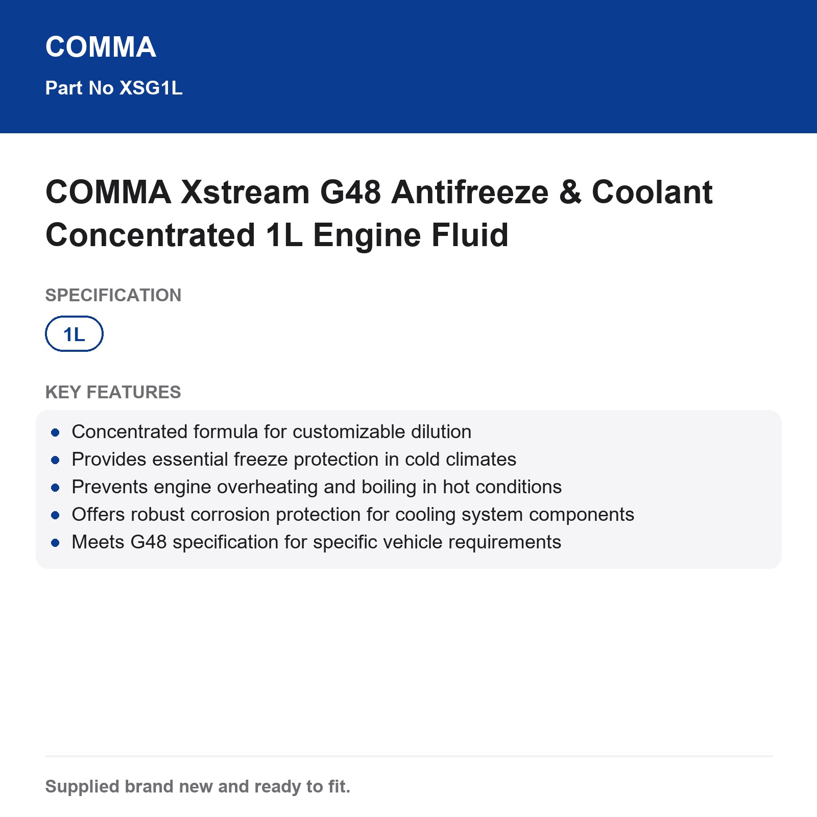COMMA G48 Antifreeze Coolant Concentrated 1L Xstream - Image 3
