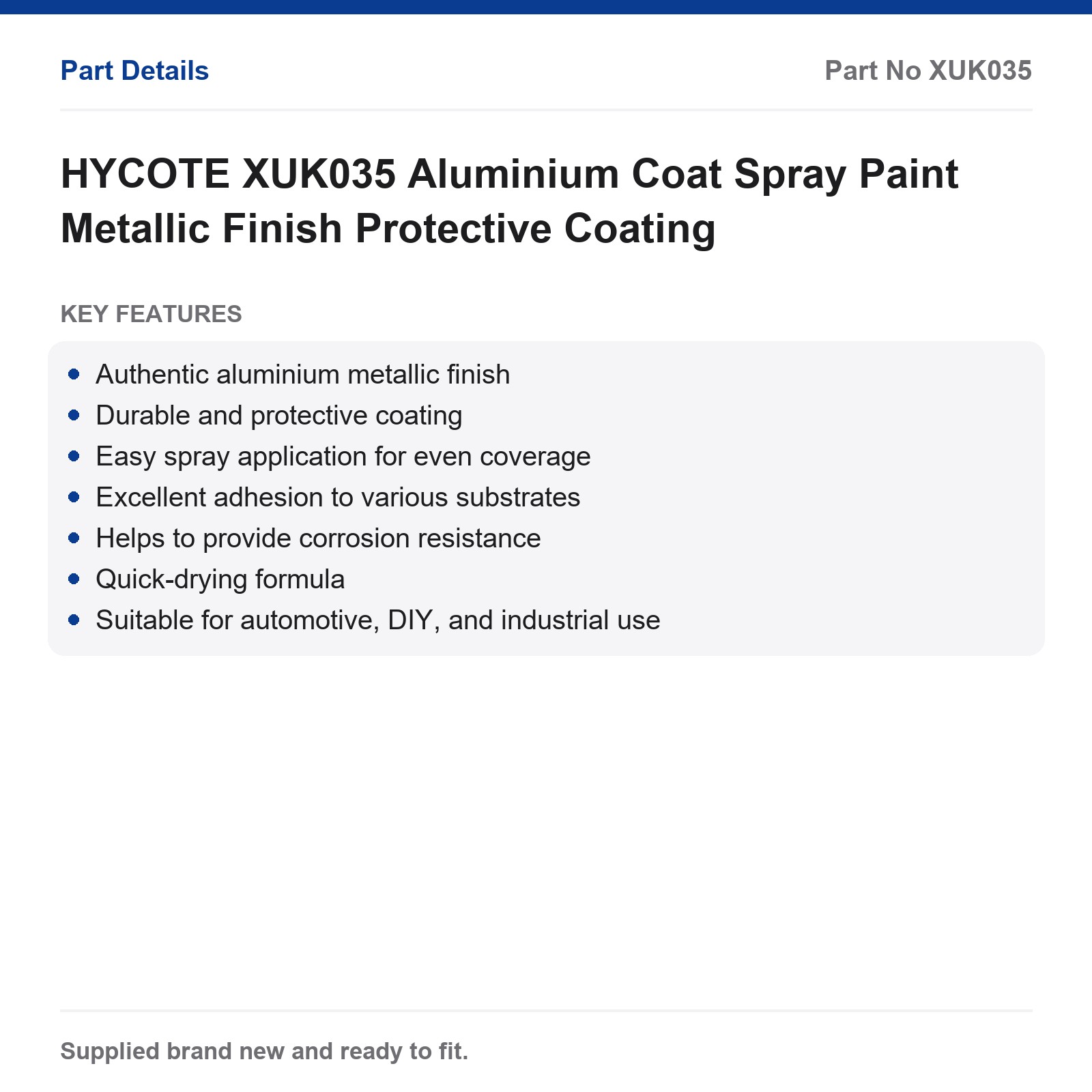 HYCOTE XUK035 Aluminium Spray Paint Metallic Protective Coating - Image 2