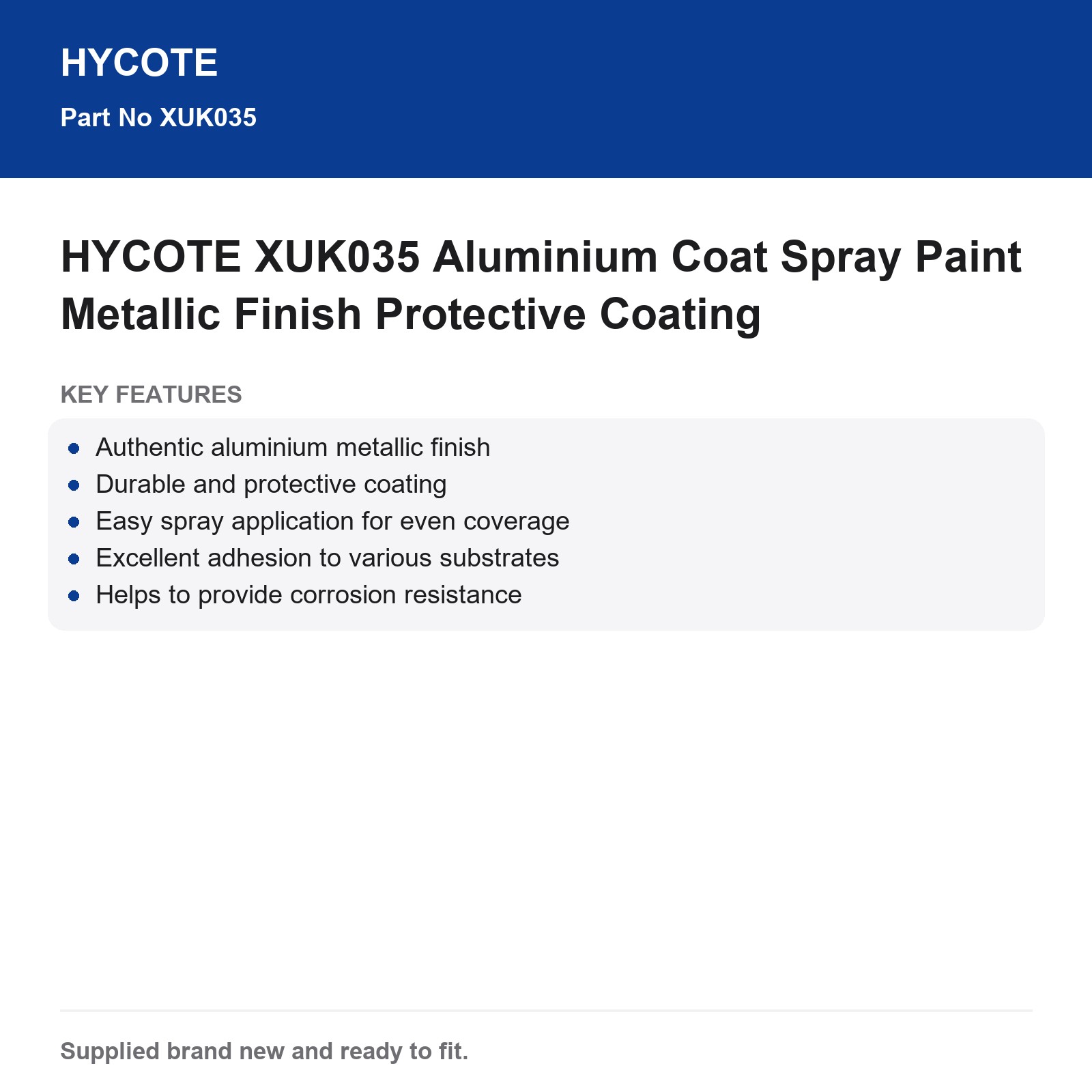 HYCOTE XUK035 Aluminium Spray Paint Metallic Protective Coating - Image 3