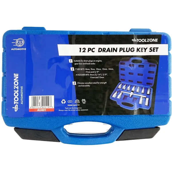 Drain Plug Wrench Set 12PC Toolzone AU401