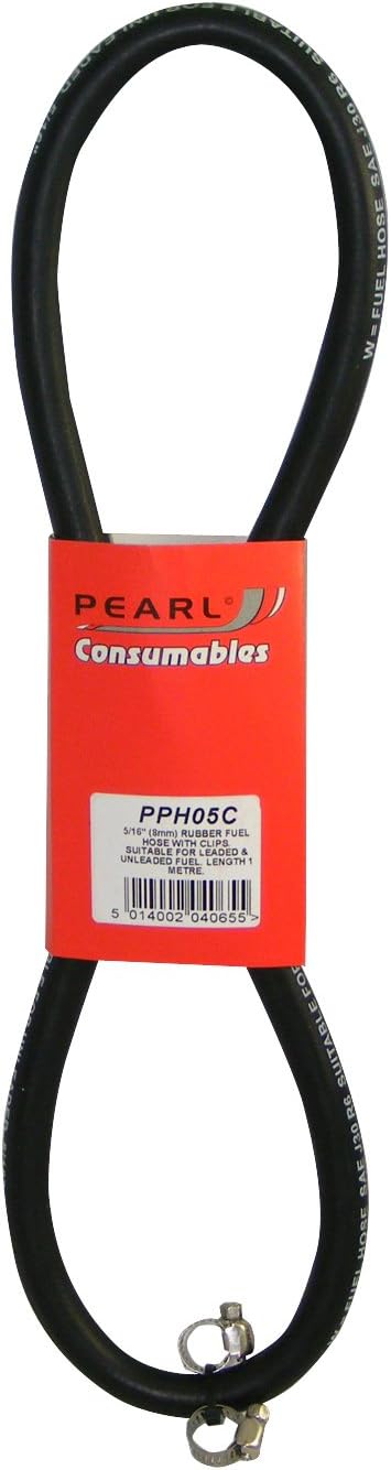 PEARL PPH05C Rubber Fuel Hose 5/16″ 1m with Clips Automotive