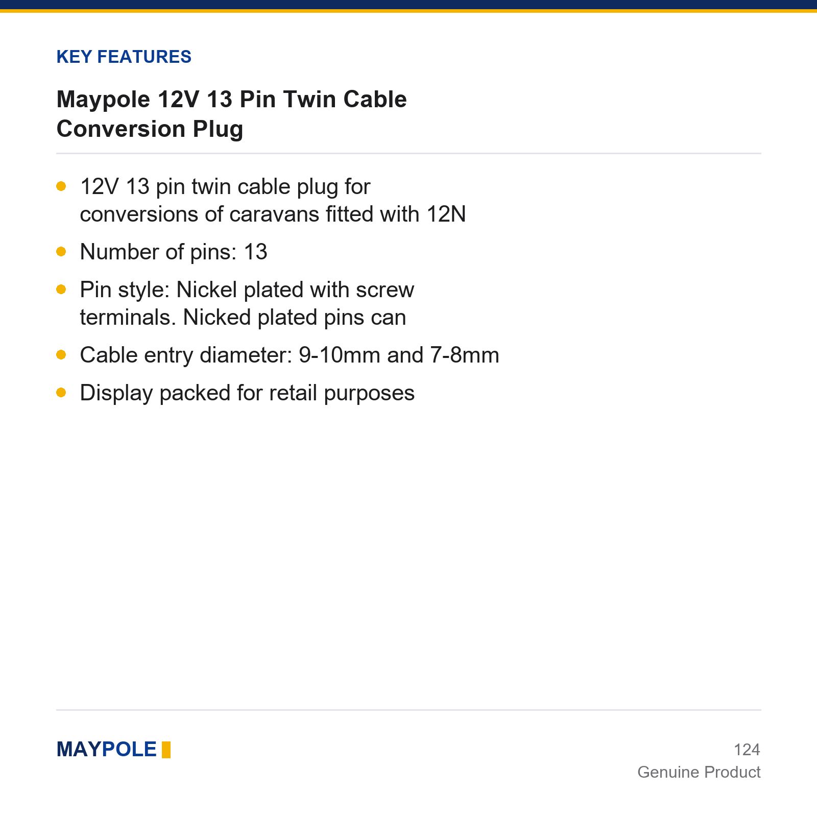 Maypole 12V 13 Pin Twin Cable Conversion Plug Trailer Caravan Towbar - Image 3