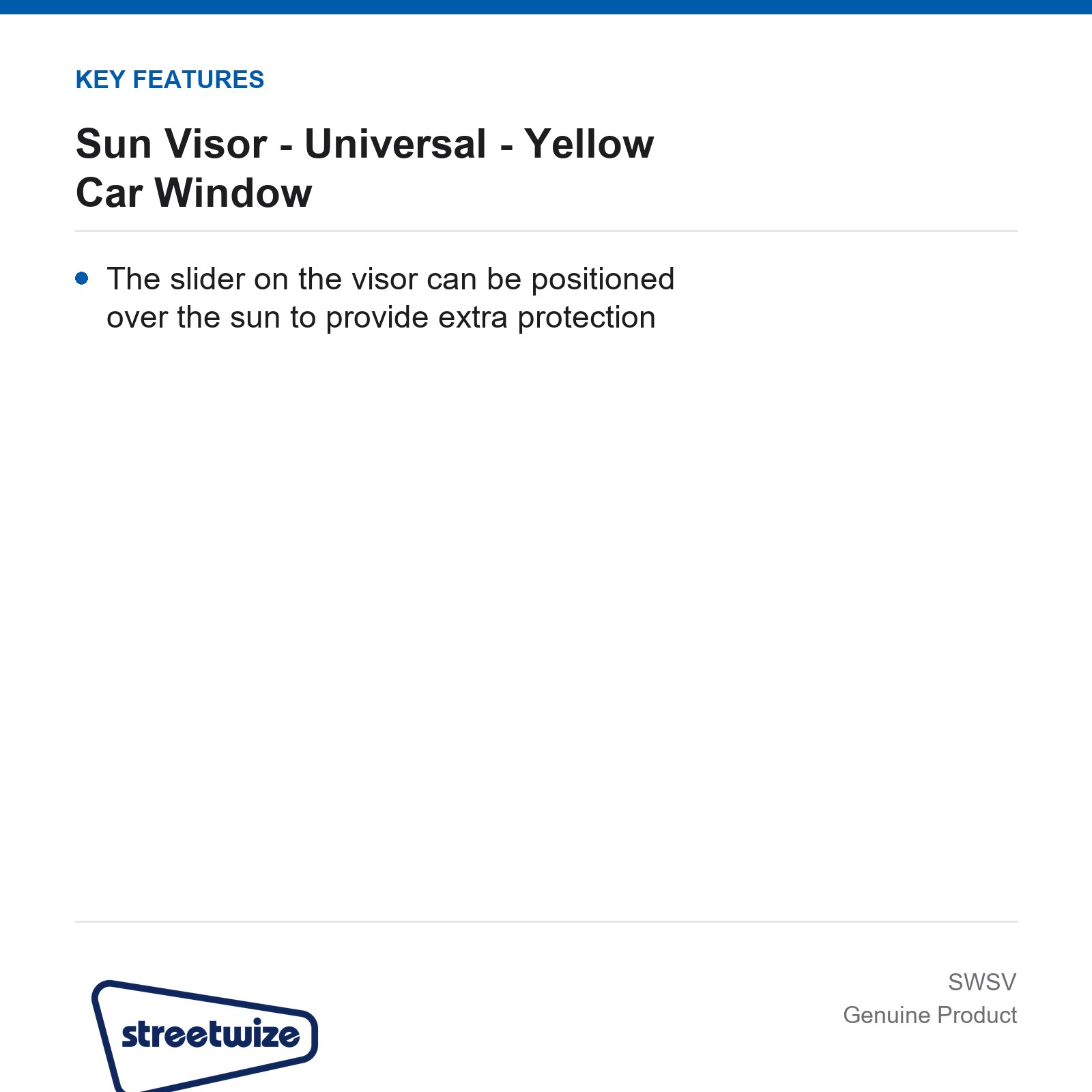 Streetwize Universal Sun Visor Car Van Caravan Anti Glare Yellow - Image 3