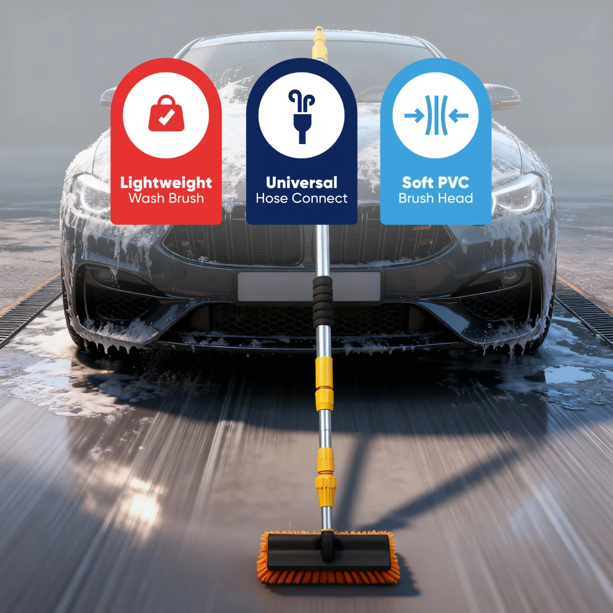 Streetwize 3m Telescopic Car Wash Brush Squeegee Bugshifter