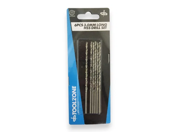 Toolzone TZ 6PC 3MM Long Series HSS Drill Bit Set DR049