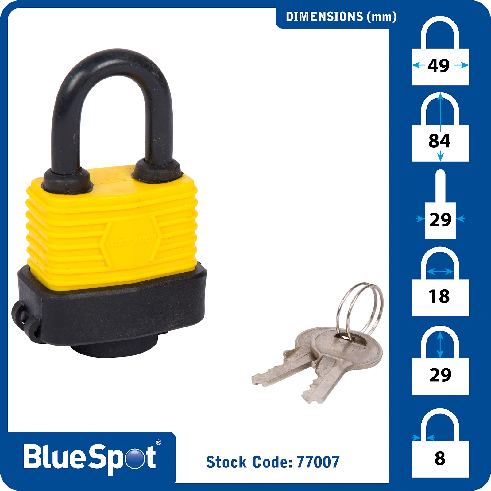 BlueSpot 40mm Weather Resistant Double Lock Padlock Hardened Shackle 2 Keys - Image 2