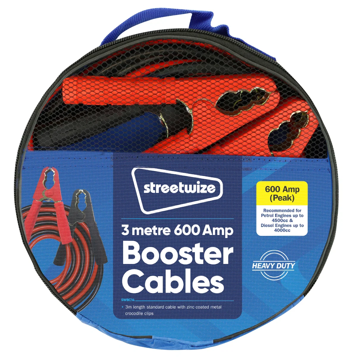 Streetwize Booster Cables 3m Heavy Duty 500 Amp Petrol up to 5000cc - Image 3