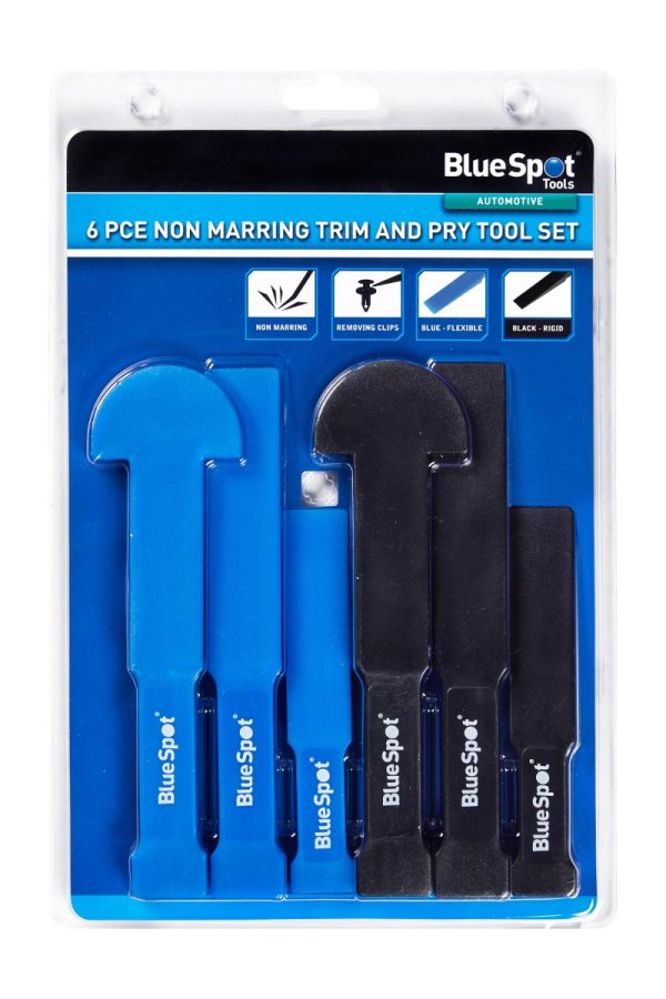 Bluespot 6pc Non Marring Car Trim Pry Tool Set Blue Flexible Black Rigid
