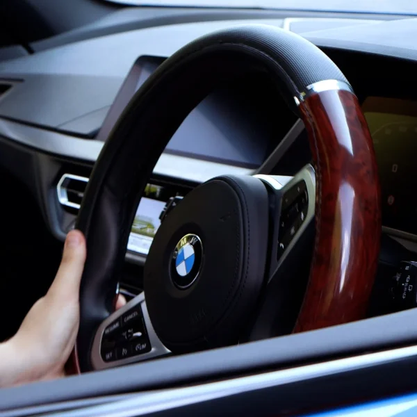 Streetwize Steering Wheel Cover Luxury Black/Wood Car Van