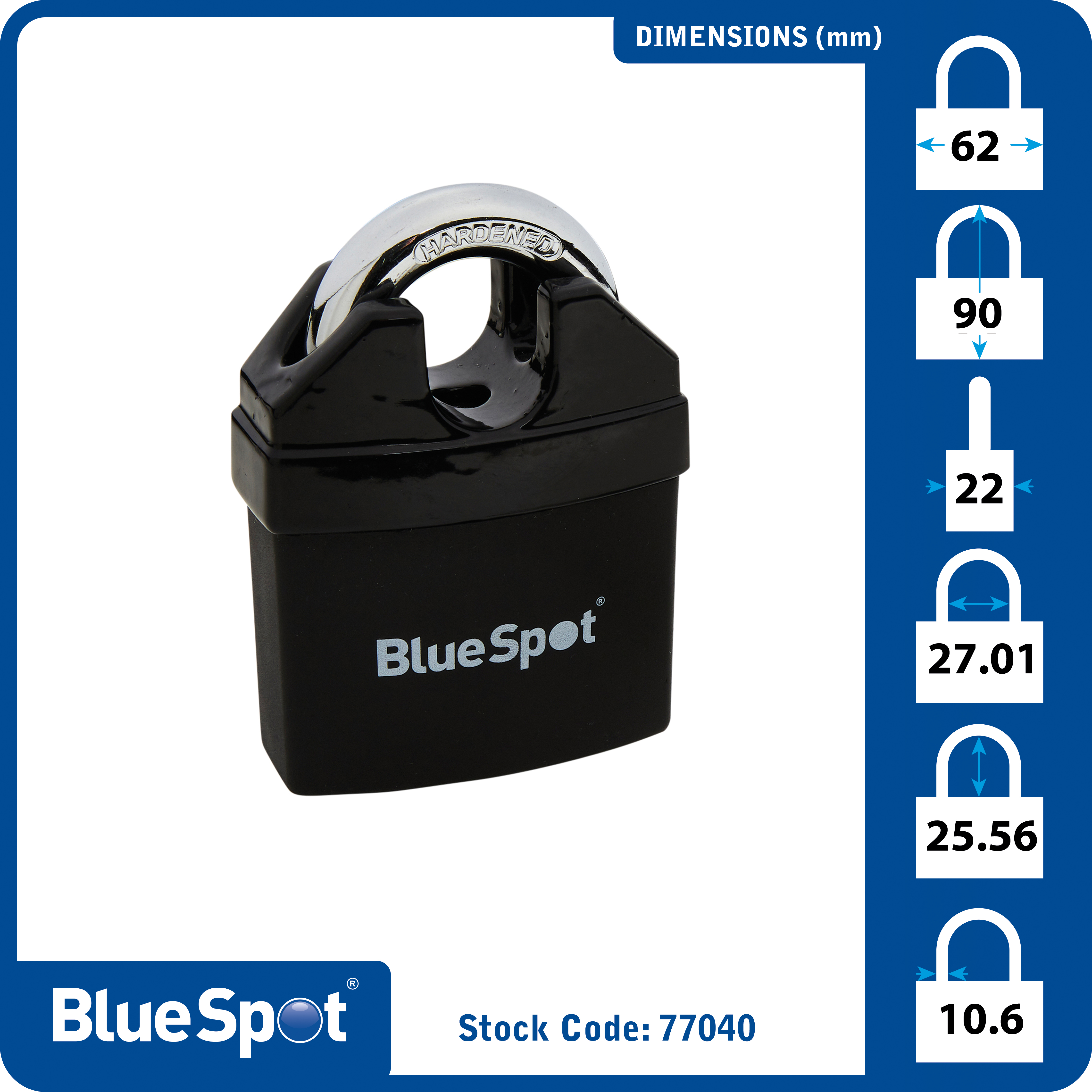 BlueSpot 65mm High Security Padlock Closed Shackle Outdoor 4 Keys - Image 2