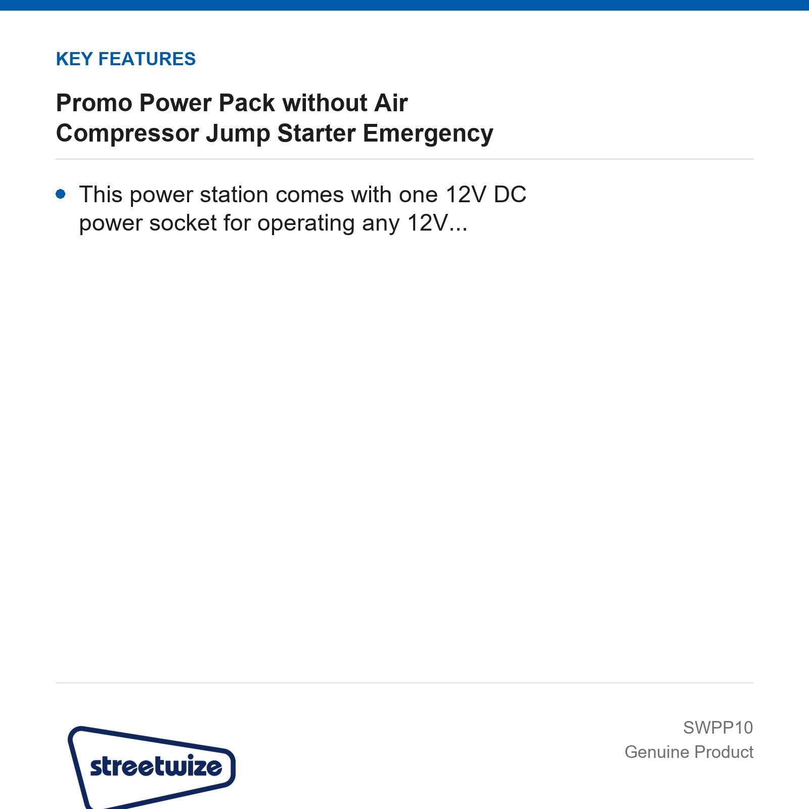 Streetwize Jump Starter Promo Power Pack 12V without Air Compressor - Image 4