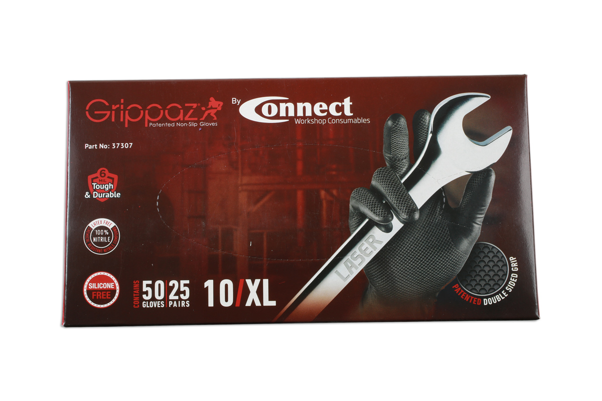 Grippaz XLarge Black Nitrile Work Gloves 50pc Box