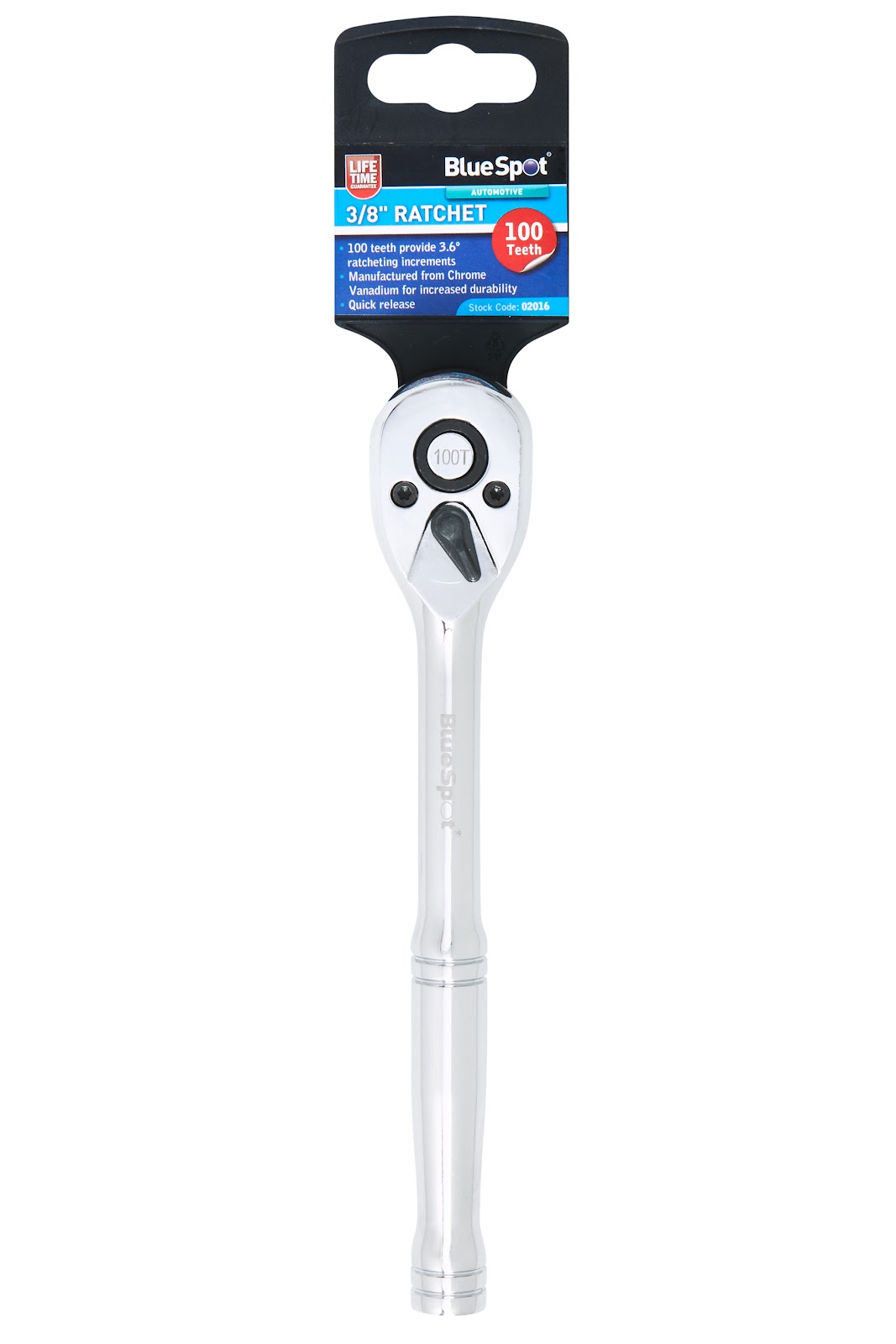 BlueSpot 3/8″ 100T Quick Release Ratchet Heat Treated Carbon Steel Chrome Moly
