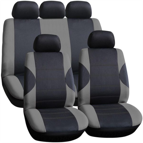 Seat Cover Set Streetwize Arkansas Polyester 11 pce Zips Grey Car Van