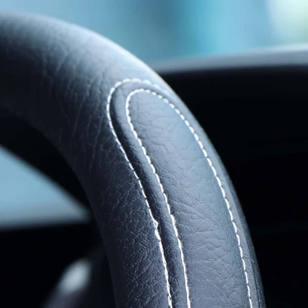 Streetwize Steering Wheel Cover Luxury Matt Black White Stitching Car Van