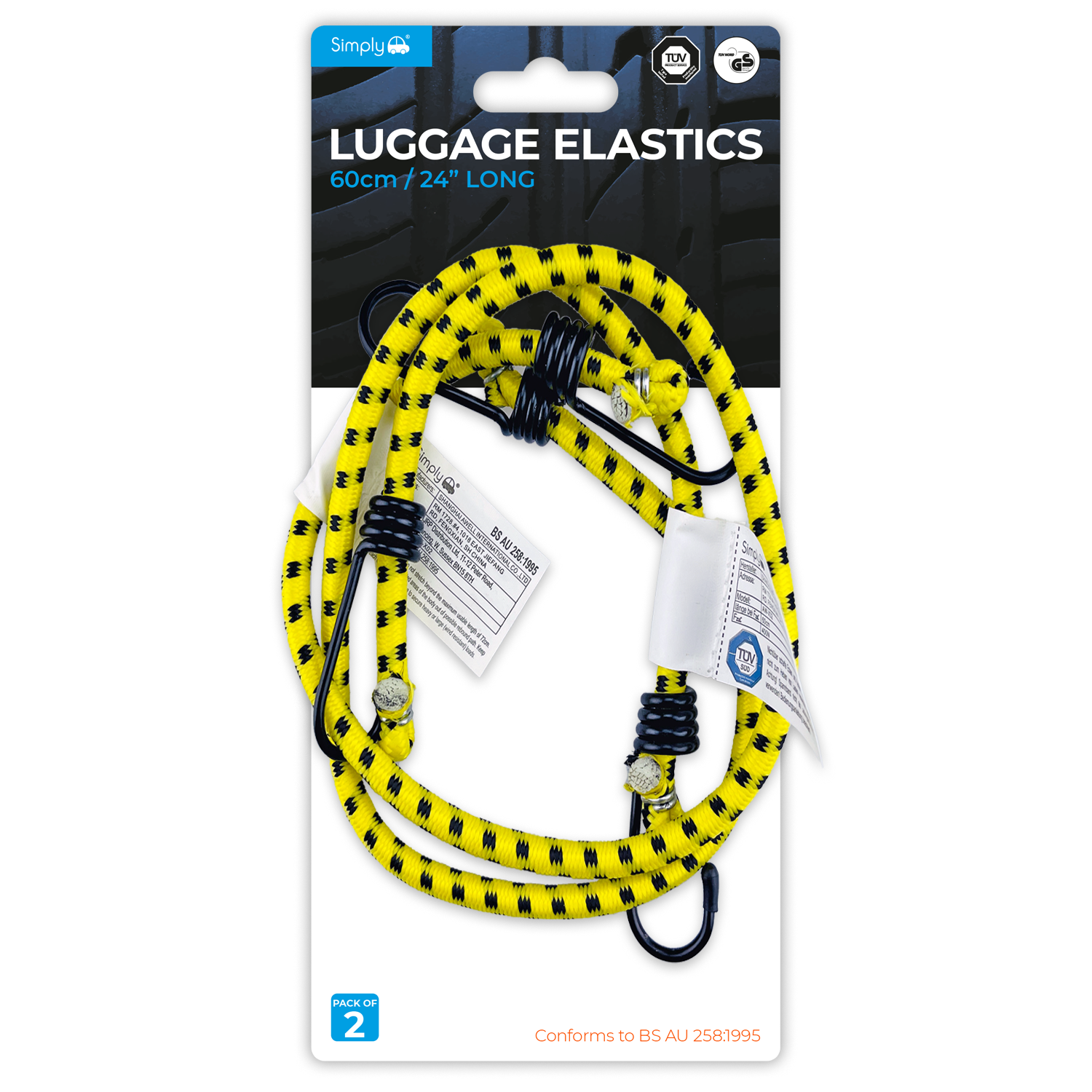 Simply Auto 2x 60cm Elastic Bungee Luggage Tie Down Straps Car Roof Rack
