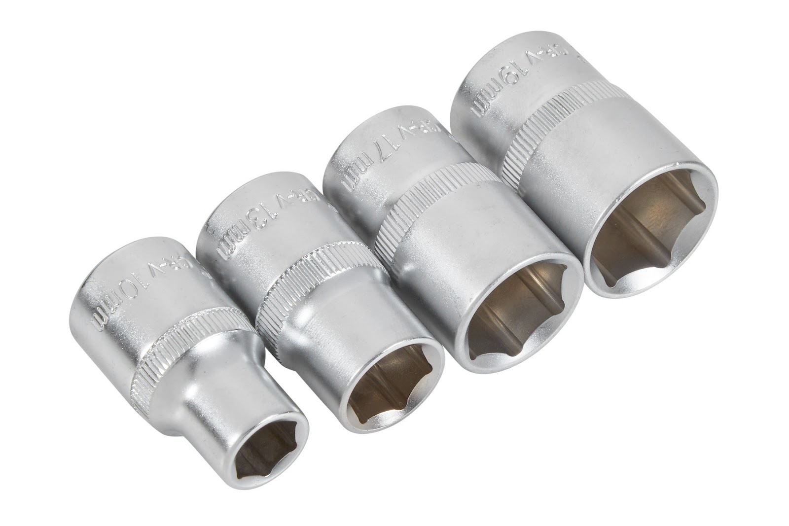 BlueSpot 4pc 1/2" Drive Hex Sockets 10-19mm Chrome Vanadium Knurled - Image 2