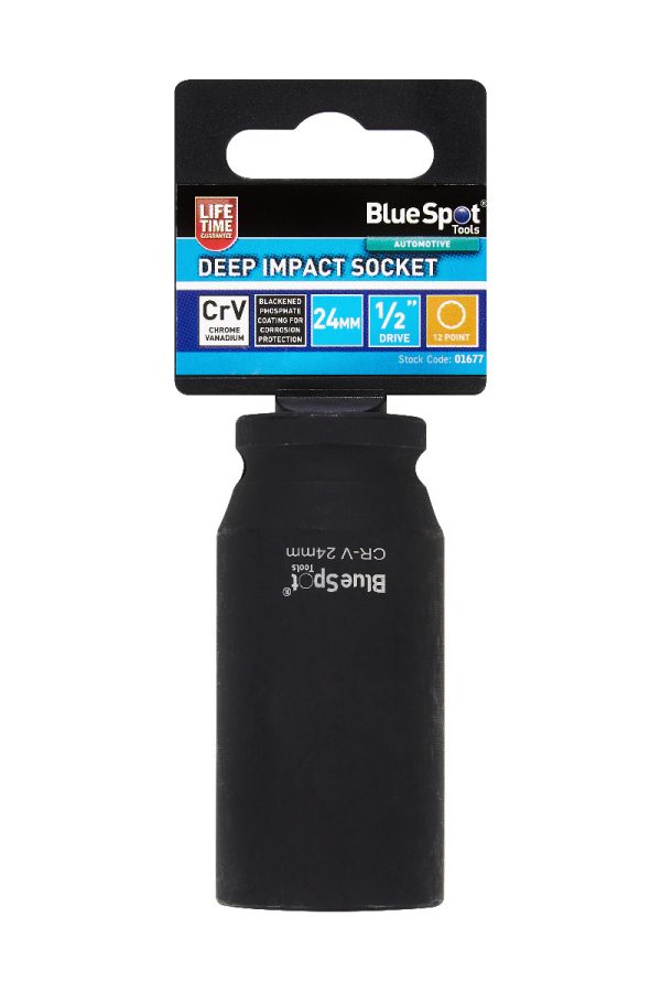 BlueSpot 1/2″ Drive Deep Impact 12 Point Socket 24mm