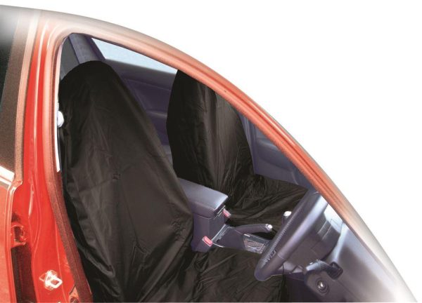 Car Van Front Seat Covers Pair Streetwize Water Resistant Black Lightweight