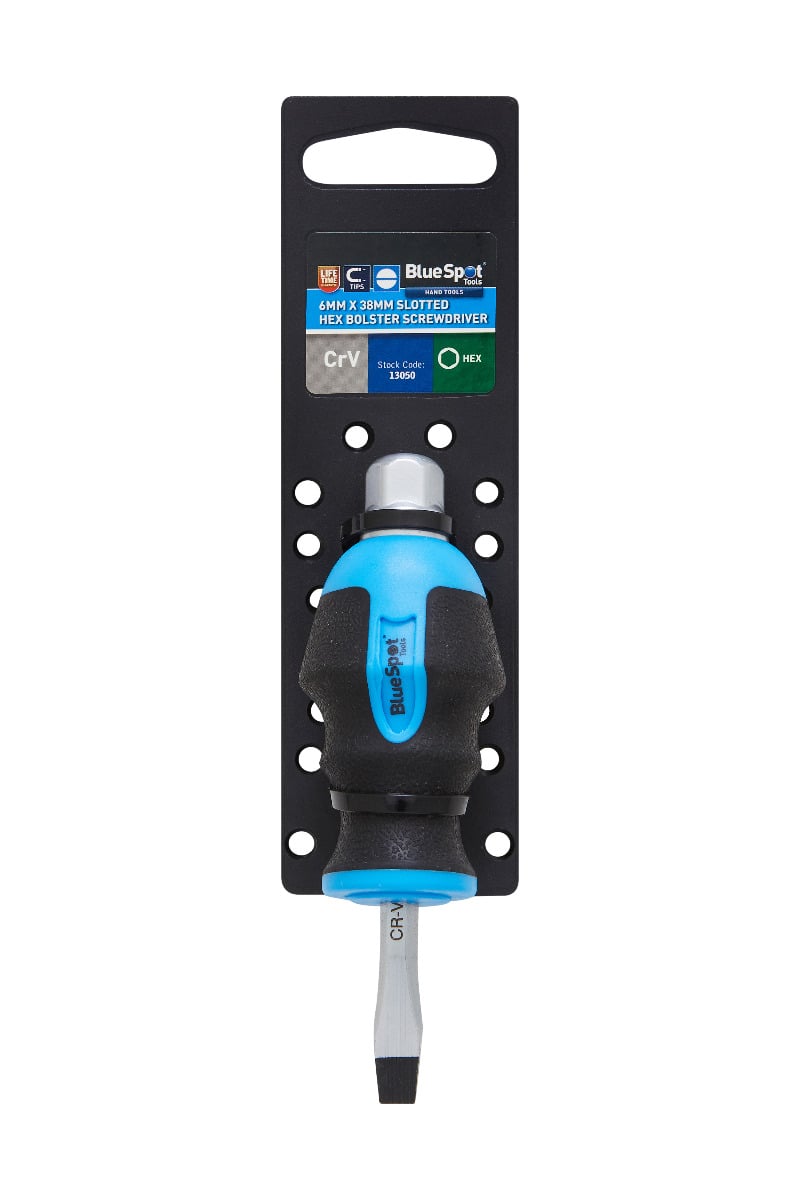 BlueSpot Slotted Hex Bolster Screwdriver (6mm x 38mm)