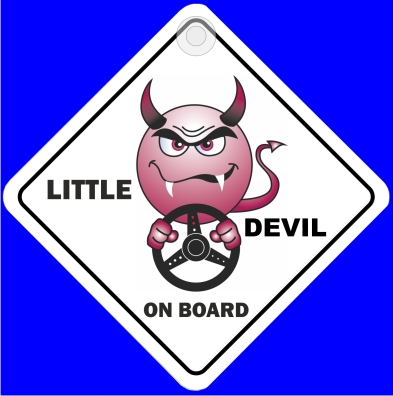 Little Devil On Board Car Sign Decal Sticker Vehicle Window Bumper Novelty