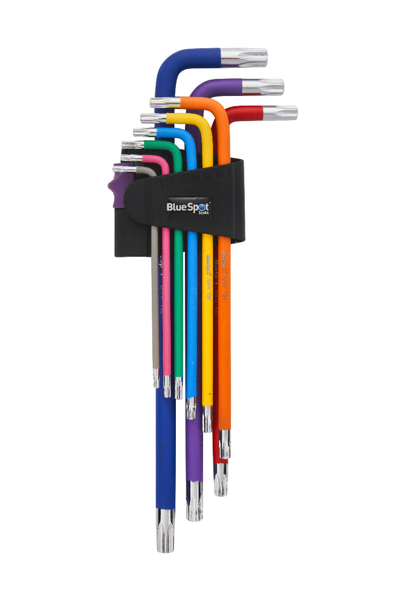 BlueSpot 9pc Extra Long Colour Coded Tamper Torx Key Set T10-T50 - Image 2
