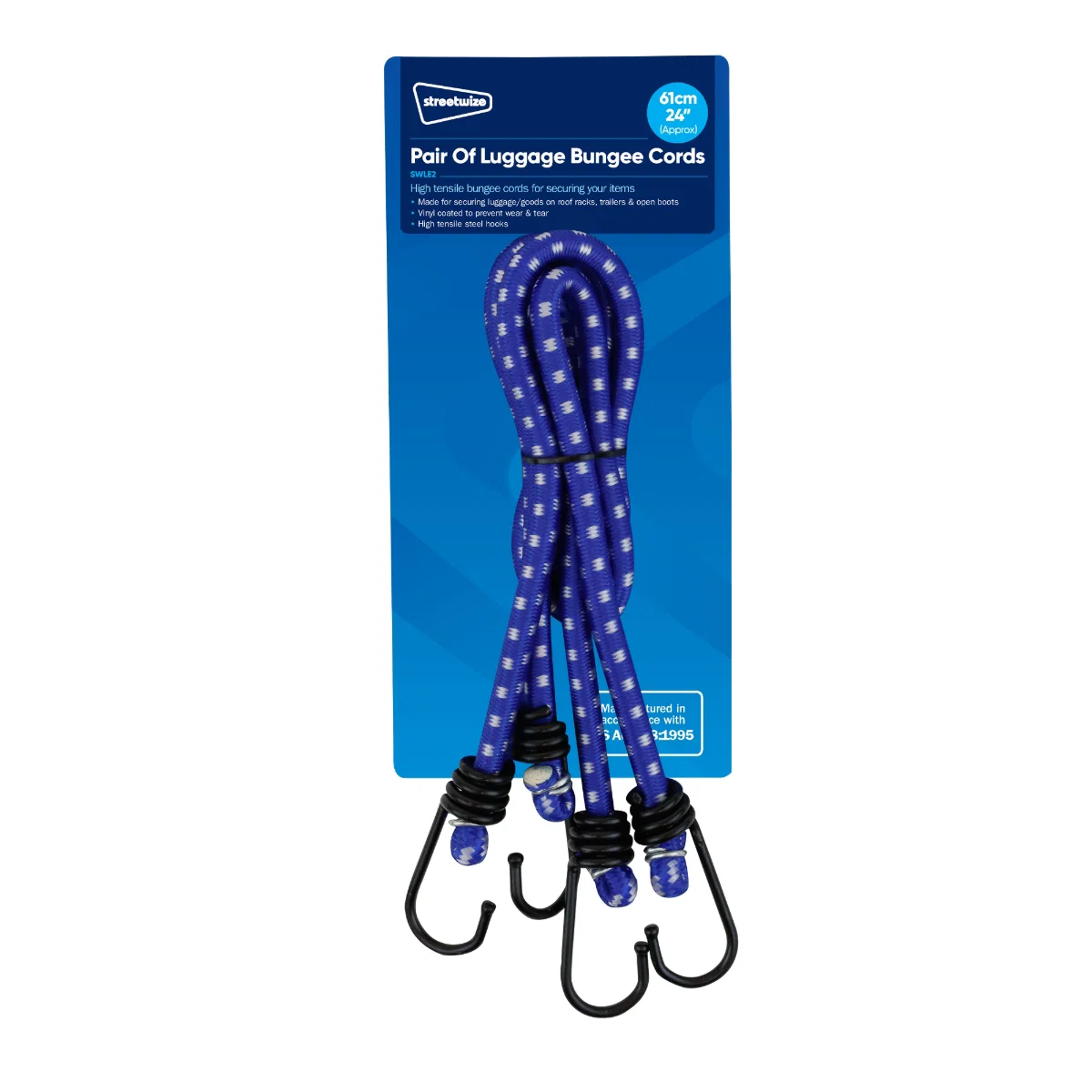 Streetwize Luggage Elastics 24in. Pack of 2 Cargo Straps Trailer Car Caravan - Image 2