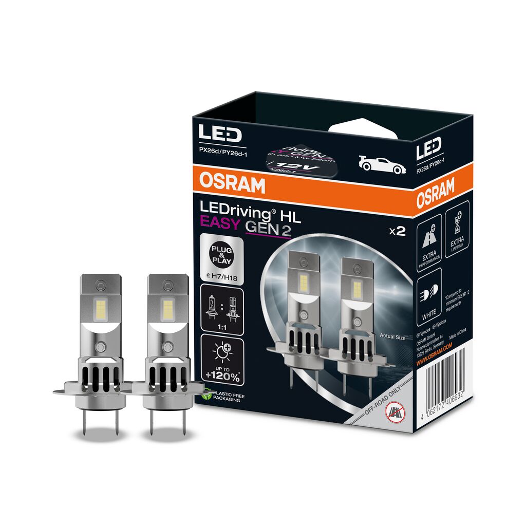 RING Osram LED H7 Bulbs Pair 64210DWESY2-2HB Headlight Upgrade