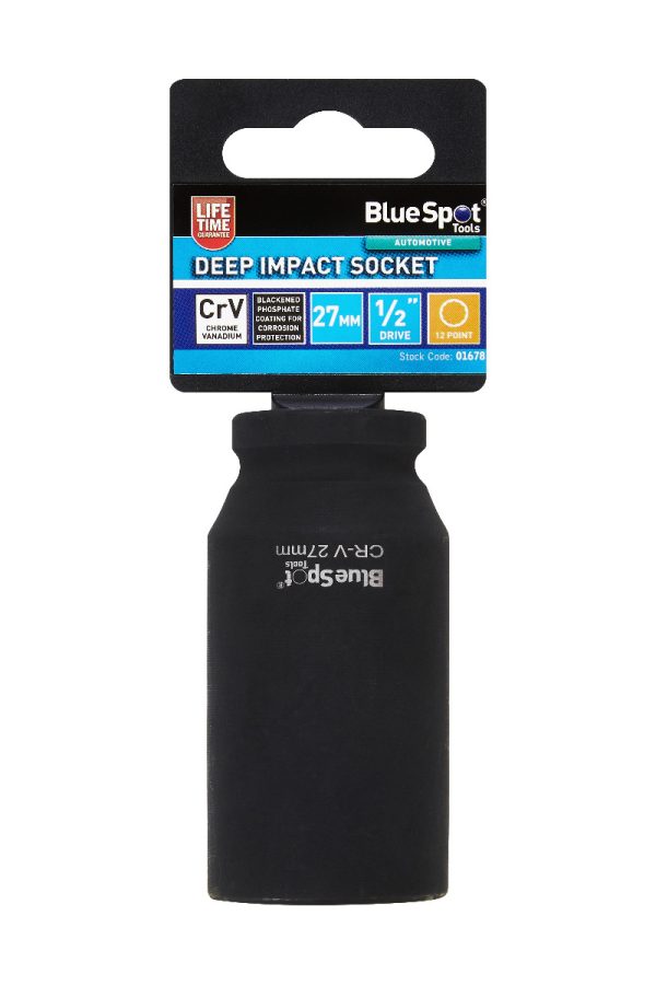 BlueSpot 27mm Deep 12 Point 1/2″ Drive Impact Socket