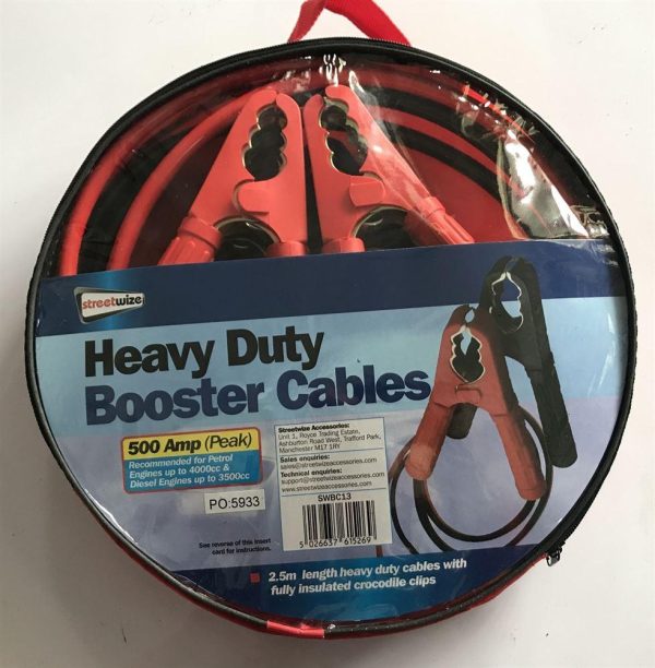 Streetwize Booster Cables 2.5m HD 400 Amp Petrol up to 4000cc Diesel