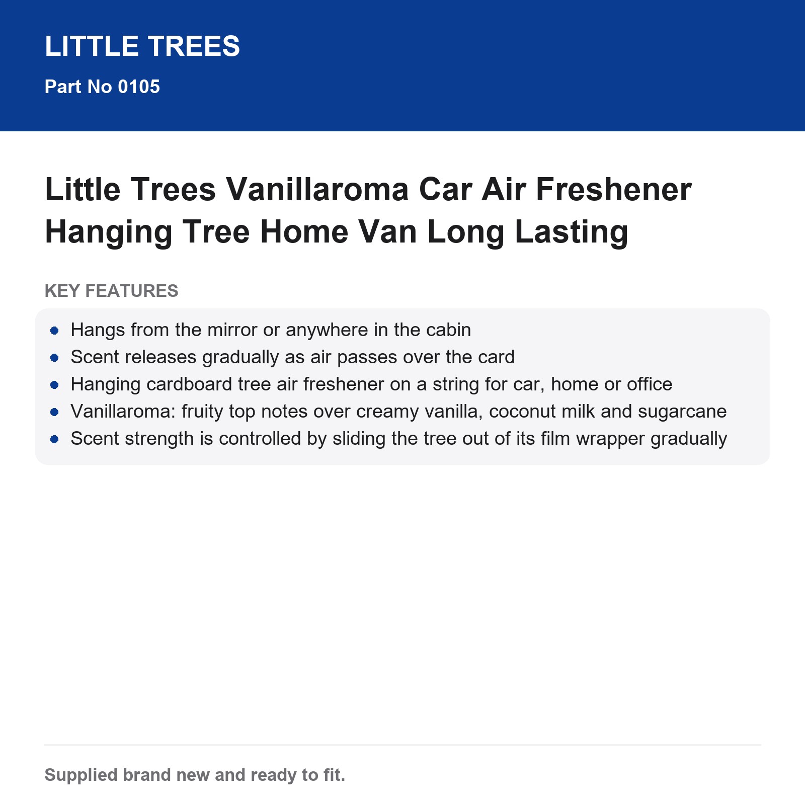 Little Trees Vanillaroma Car Air Freshener Hanging Tree Home Van Long Lasting