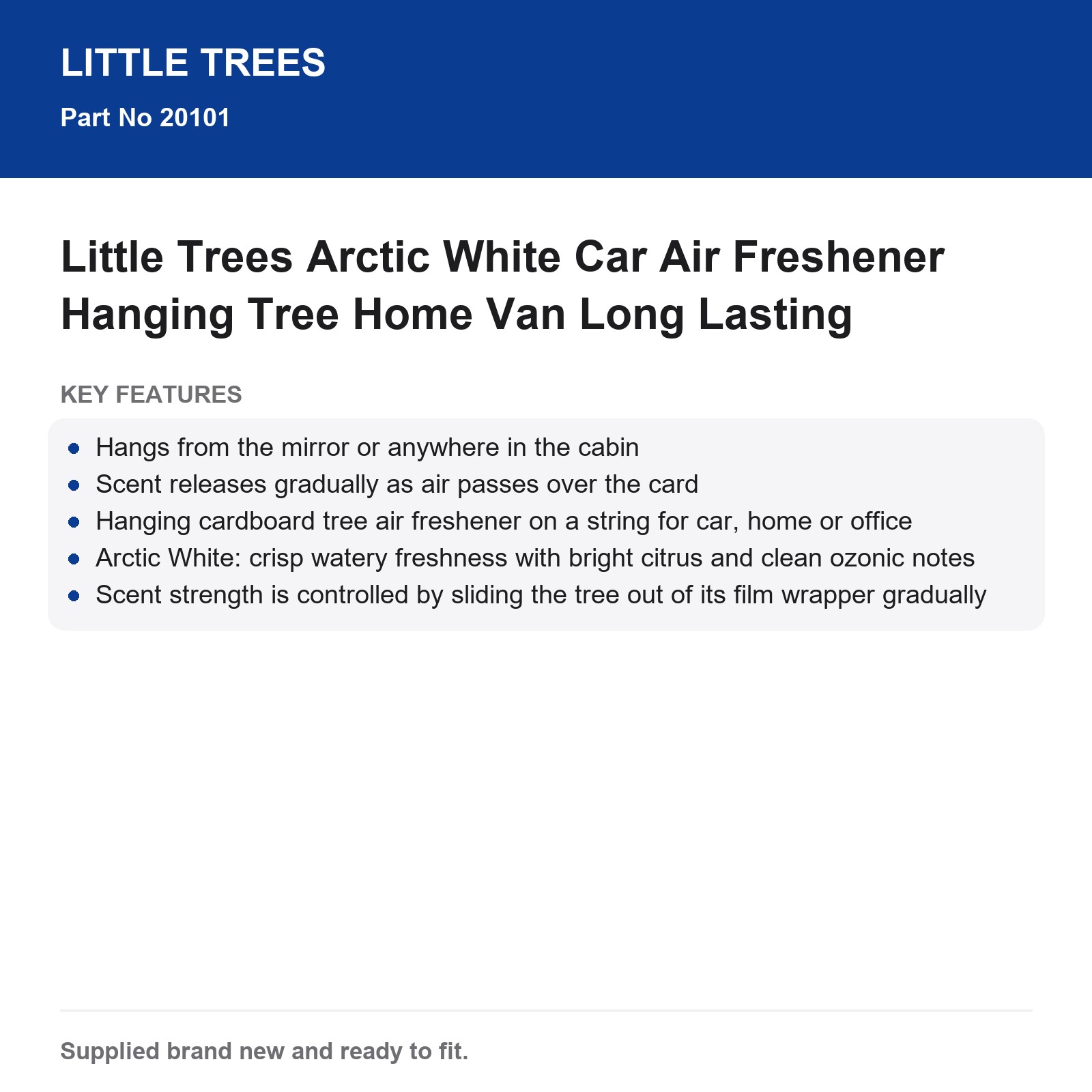 Little Trees Arctic White Car Air Freshener Hanging Tree Home Van Long Lasting