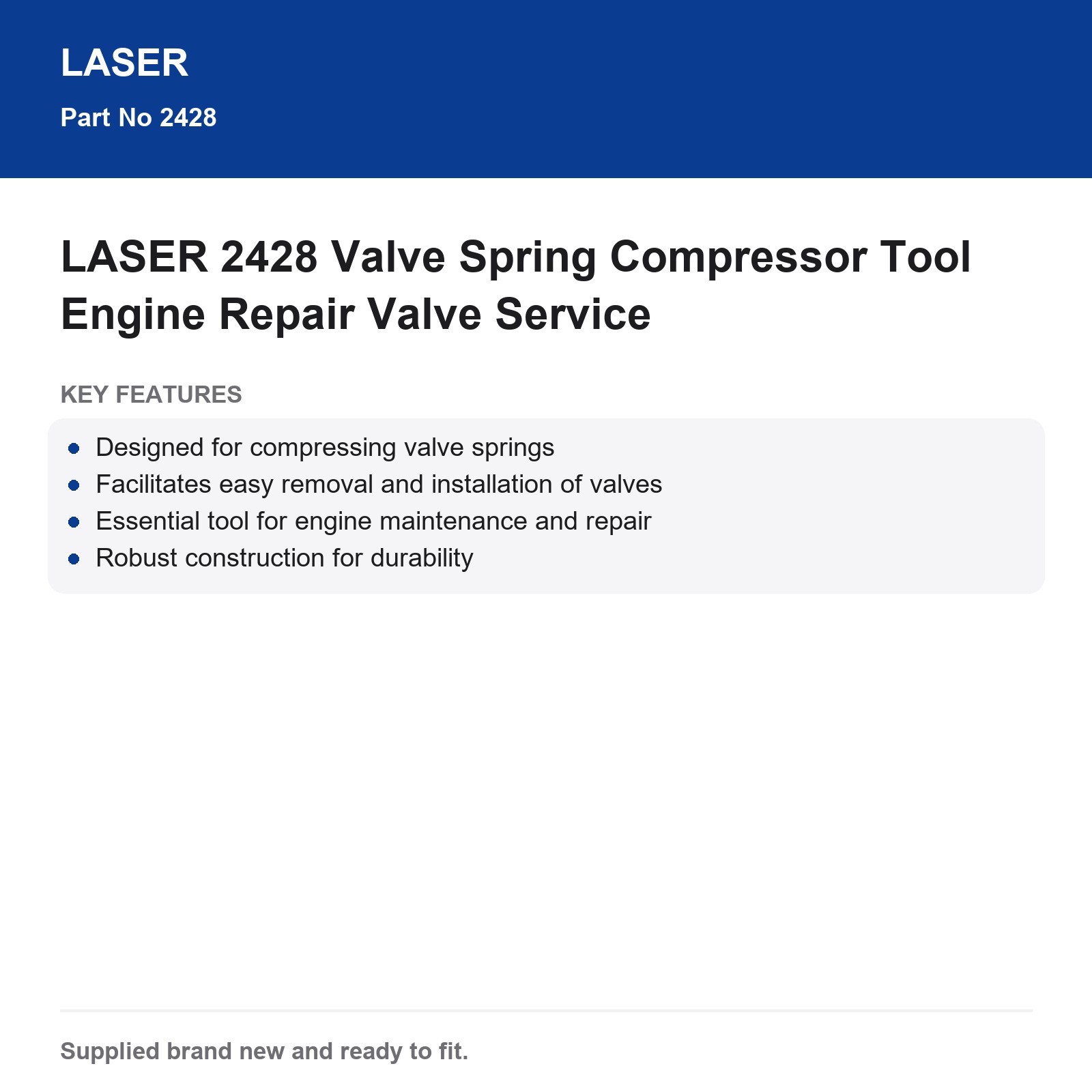 Laser 2428 Valve Spring Compressor Tool Engine Repair
