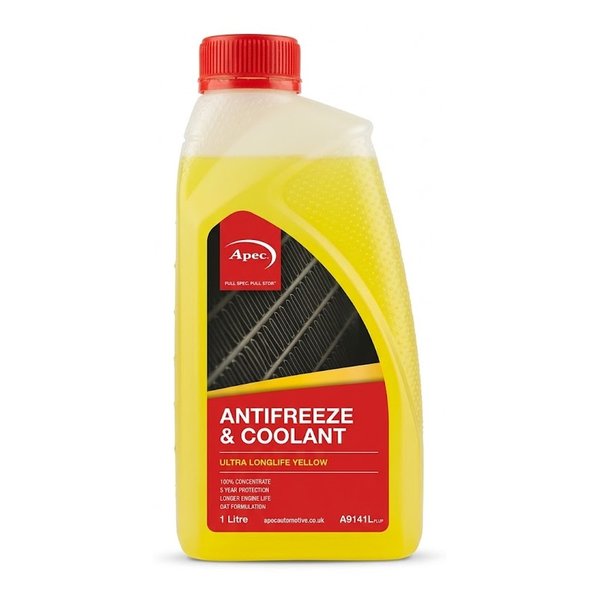 Apec Ultra Longlife Yellow OAT Antifreeze & Coolant Concentrate, 1 Litre (A9141L)
