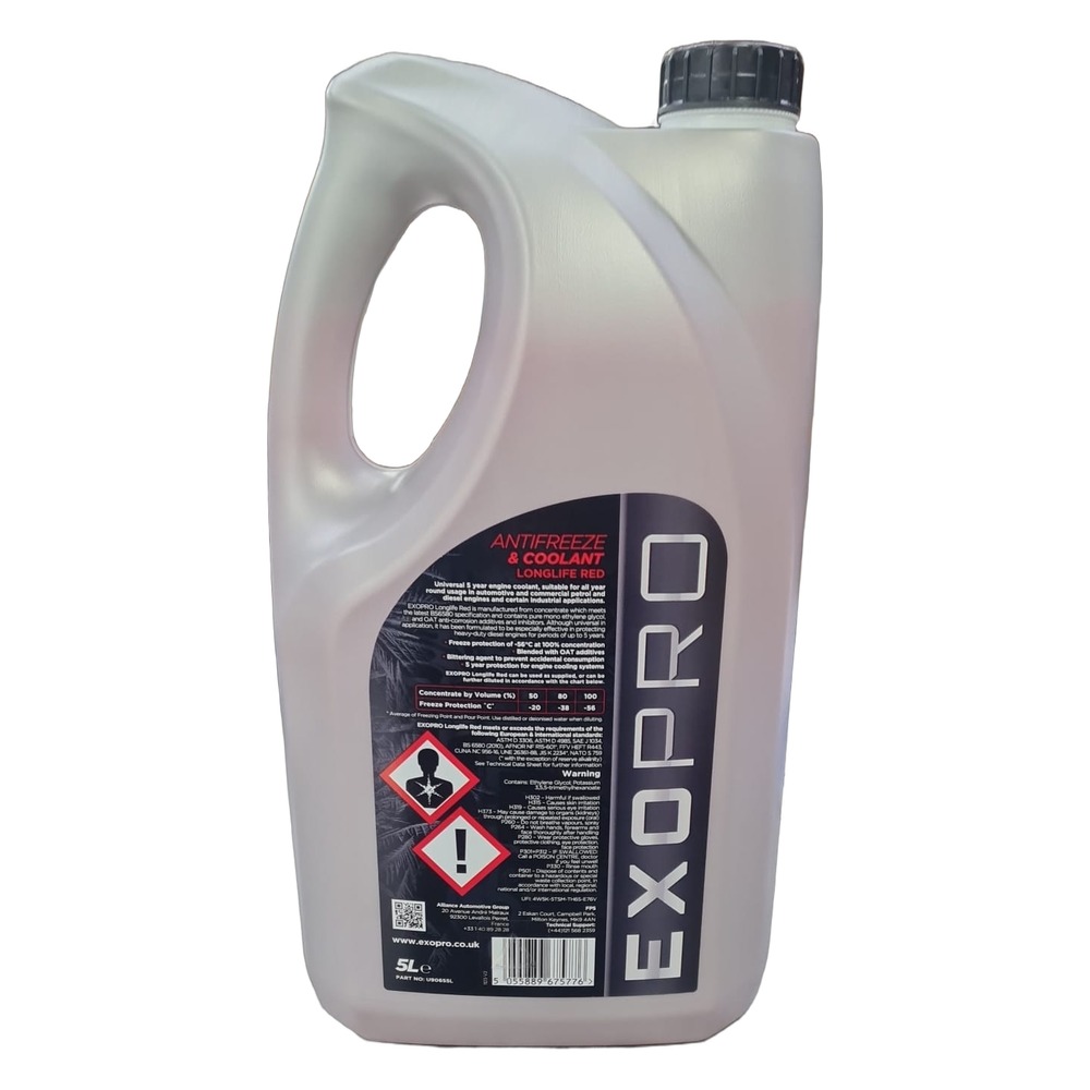 ExoPro U906S5L Longlife Red Antifreeze Coolant 5L OAT 5 Year Protection