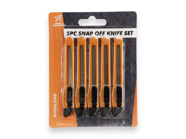 Toolzone 5PC Snap Off Blade Knife Set Craft Utility Cutter Workshop DIY