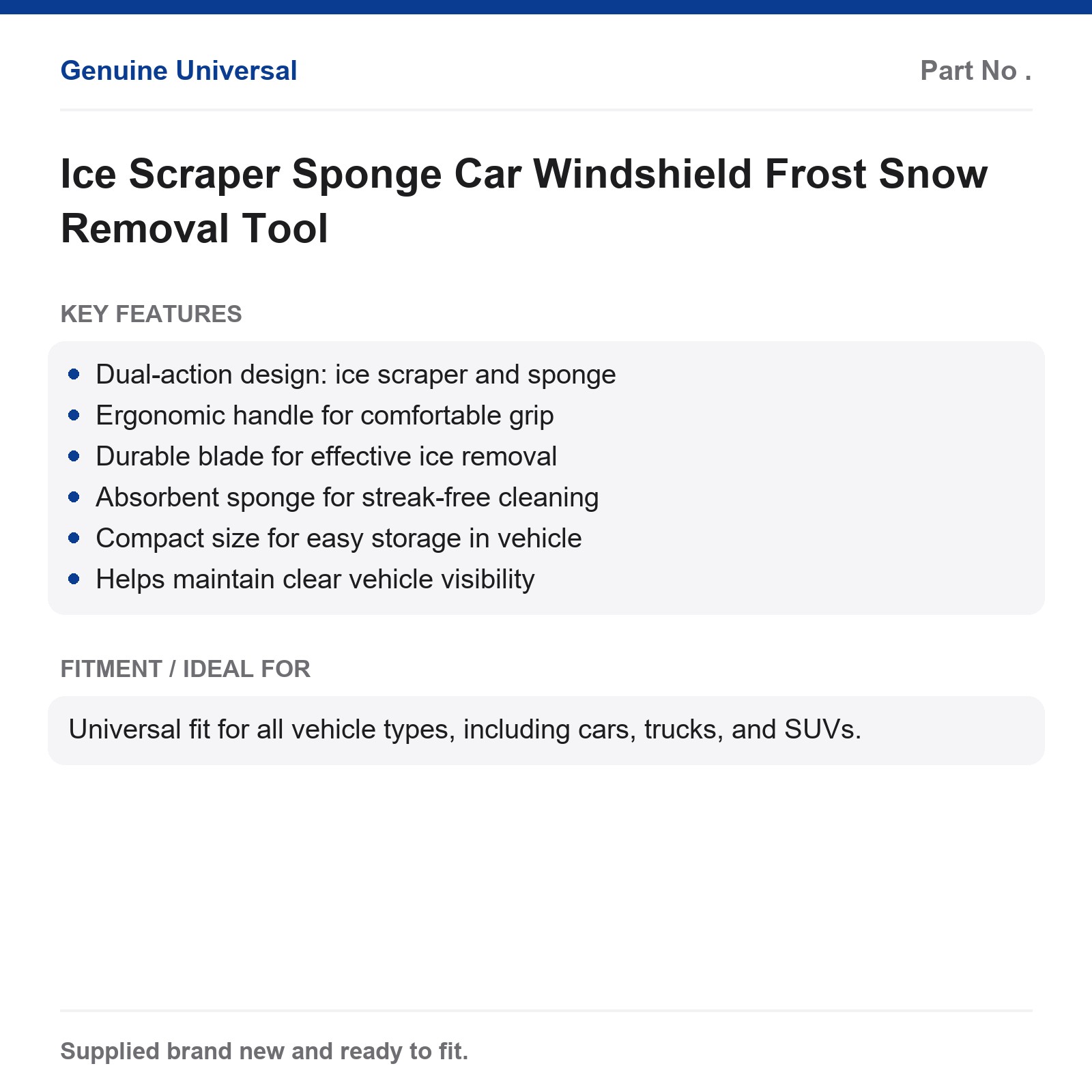 Ice Scraper Sponge Car Windshield Frost Snow Removal Tool