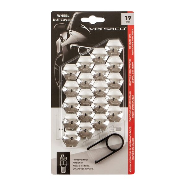 Versaco Chrome Wheel Nut Covers 17mm With Removal Tool WHEELNUTCH17