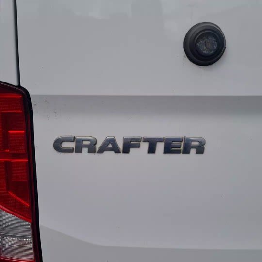 A reversing camera on a VW Crafter, shown on the van's own screen